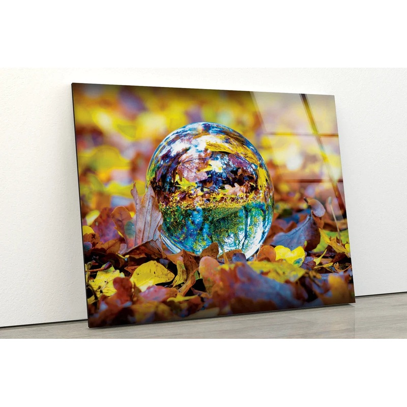 Glass Ball on Leaves UV Direct Aluminum Print Australian Made Quality