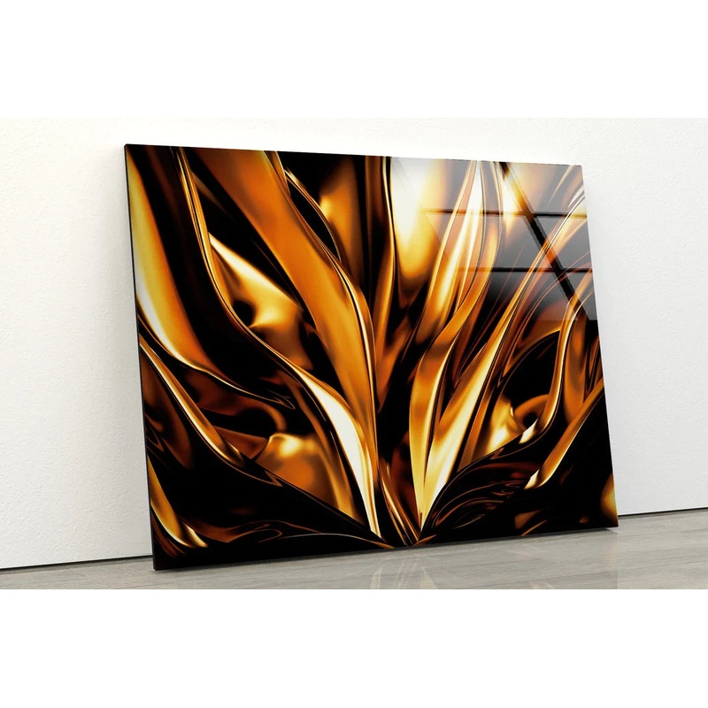 Gold Abstract Liquid UV Direct Aluminum Print Australian Made Quality