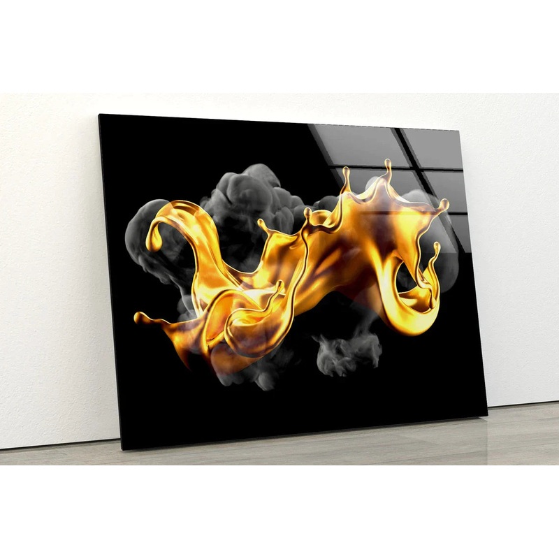 Gold Liquid & Smoke UV Direct Aluminum Print Australian Made Quality
