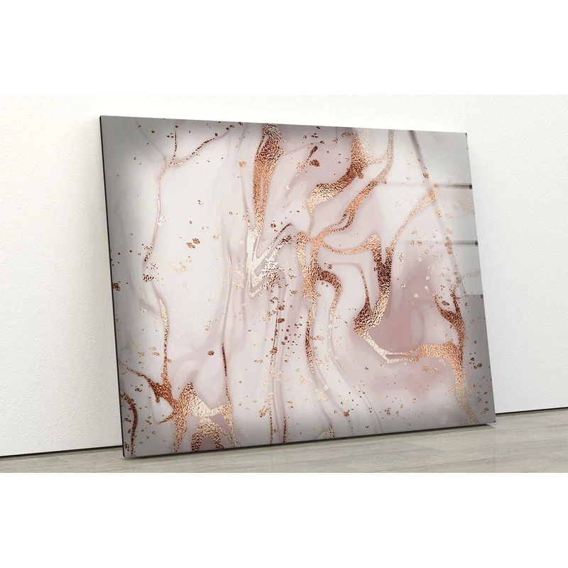 Gold & Pink Abstract UV Direct Aluminum Print Australian Made Quality