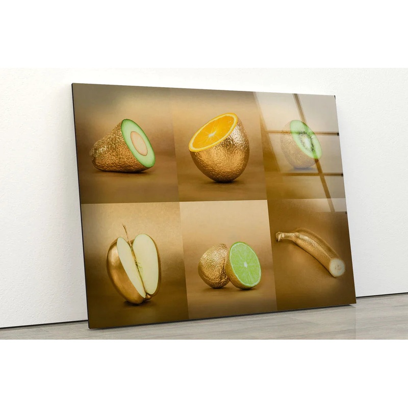 Golden Fruits Collage UV Direct Aluminum Print Australian Made Quality