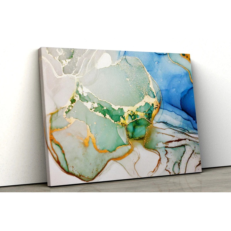 Green & Blue Abstract UV Direct Aluminum Print Australian Made Quality