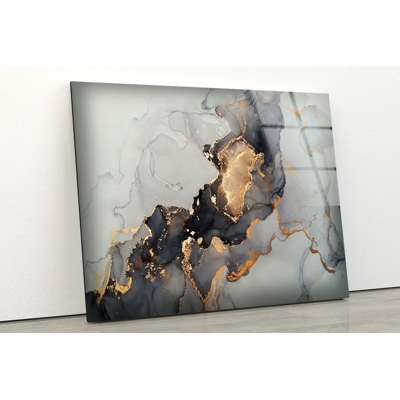 Grey Black Abstract UV Direct Aluminum Print Australian Made Quality