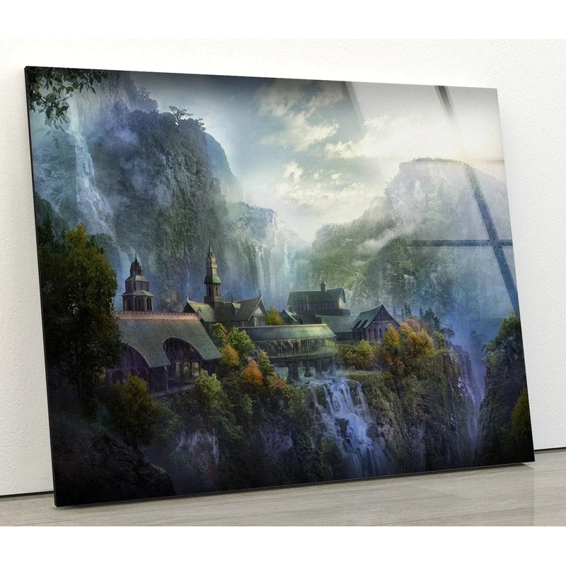 House Near Waterfall UV Direct Aluminum Print Australian Made Quality