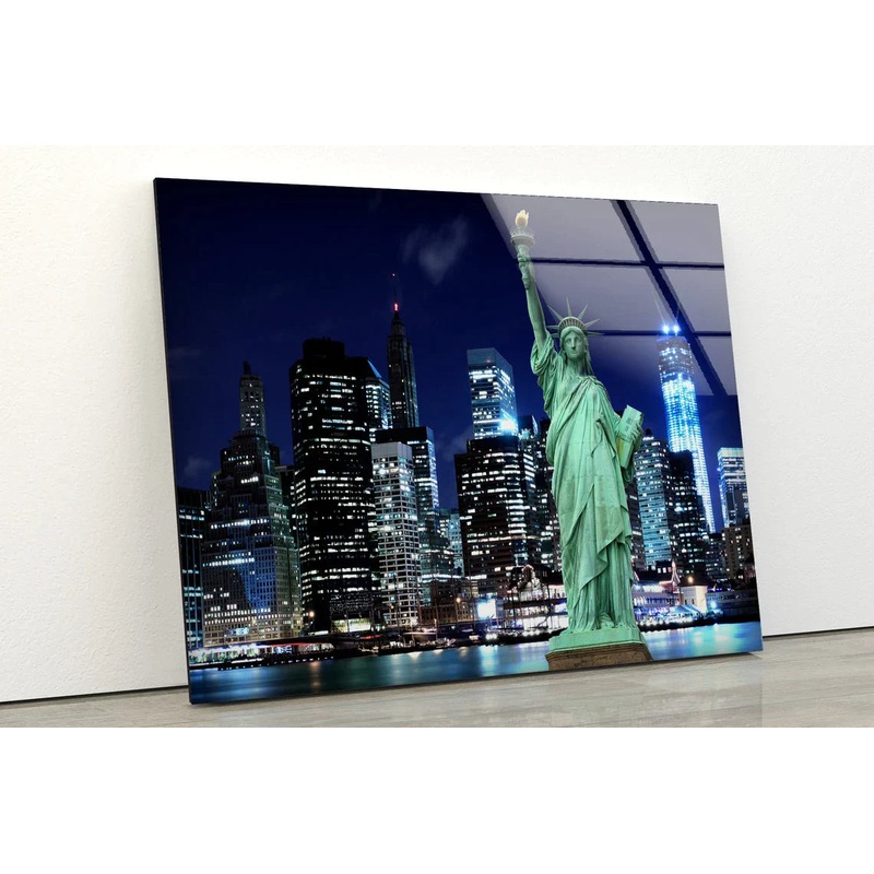 Liberty & NY City Night UV Direct Aluminum Print Australian Made Quality