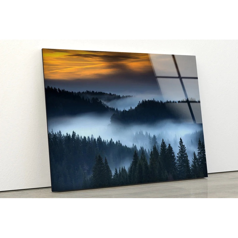 Misty Forest Sunset Sky UV Direct Aluminum Print Australian Made Quality
