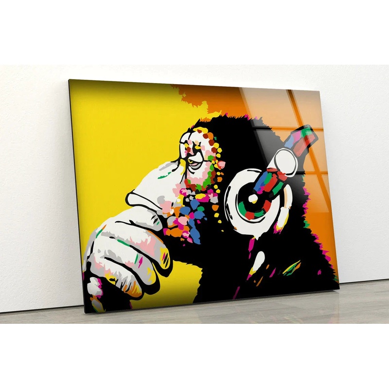 Monkey with Earphones UV Direct Aluminum Print Australian Made Quality