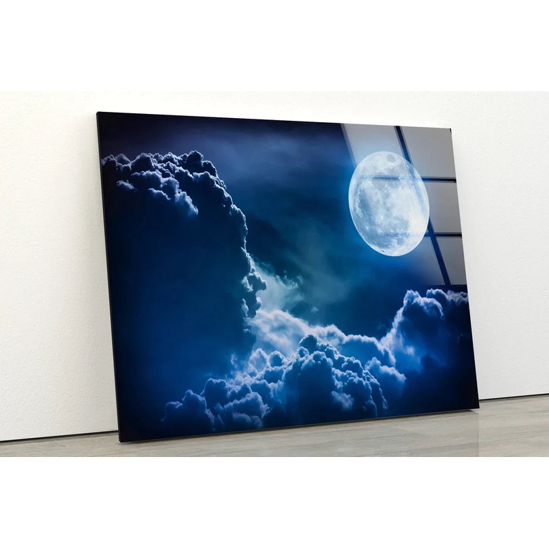 Moon & Clouds UV Direct Aluminum Print Australian Made Quality