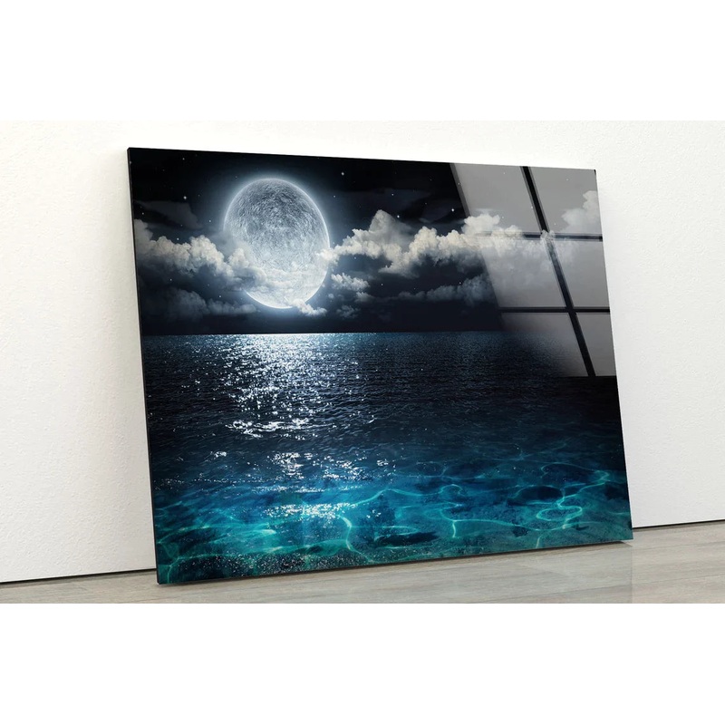 Moon & Sea Photograph UV Direct Aluminum Print Australian Made Quality