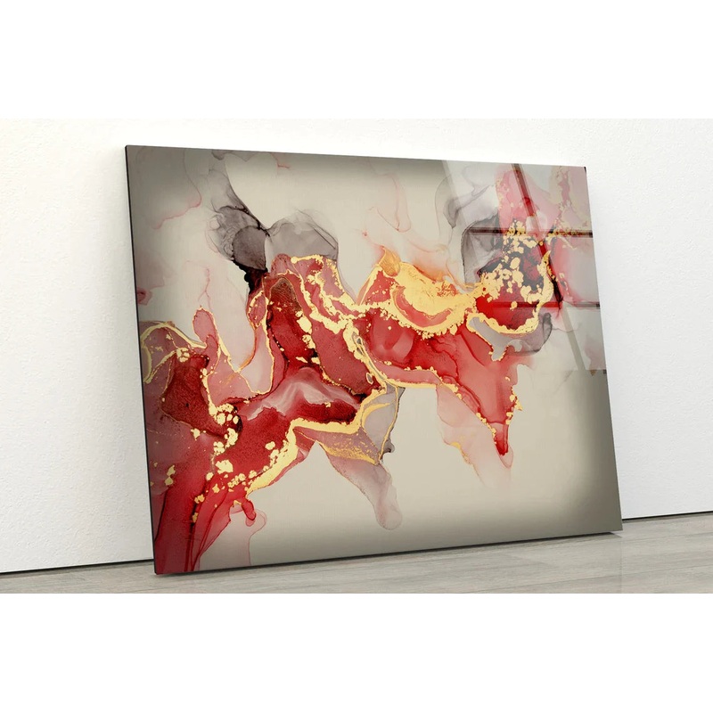 Red & Black Abstract UV Direct Aluminum Print Australian Made Quality