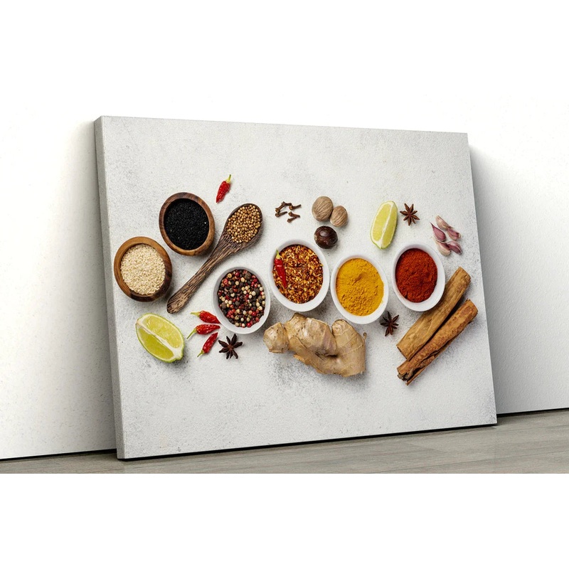 Spices on White Surface UV Direct Aluminum Print Australian Made Quality