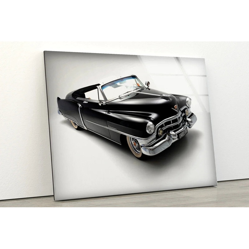 Vintage Black Car View UV Direct Aluminum Print Australian Made Quality
