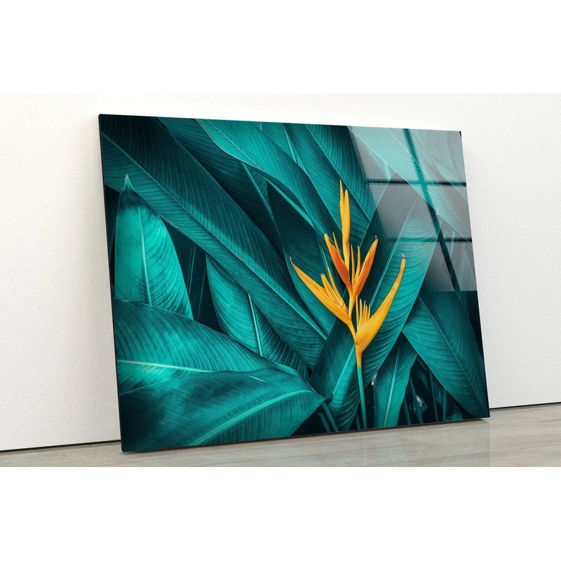 Yellow Flower & Leaves UV Direct Aluminum Print Australian Made Quality