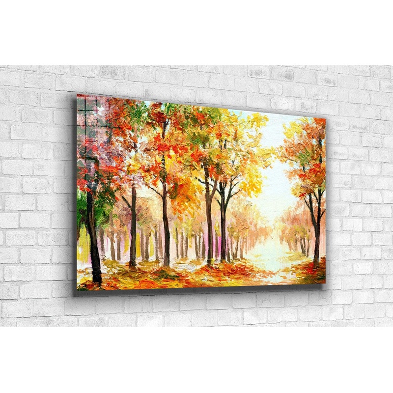 Autumn Trees Painting UV Direct Aluminum Print Australian Made Quality