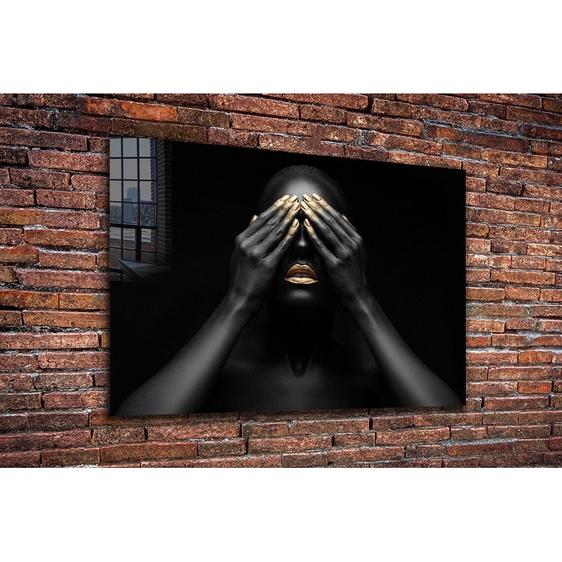 Black Painted Woman UV Direct Aluminum Print Australian Made Quality