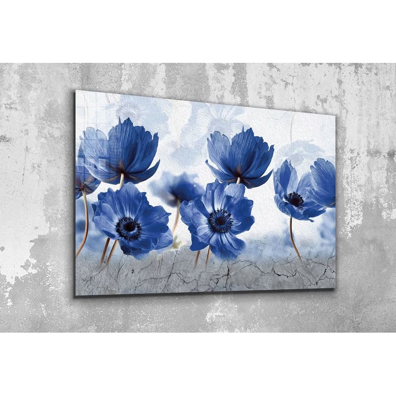 Blue Flowers Watercolor UV Direct Aluminum Print Australian Made Quality
