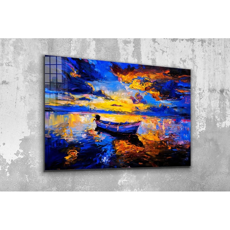 Boat Sea Oil Painting UV Direct Aluminum Print Australian Made Quality