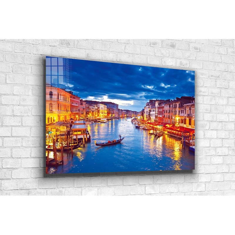 Canal in Italy Night UV Direct Aluminum Print Australian Made Quality