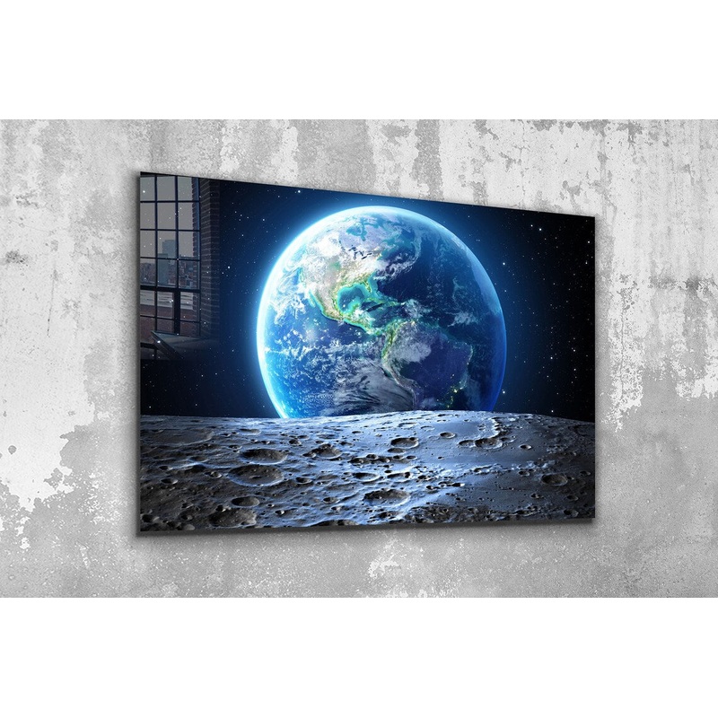 Earth from Moon Digital UV Direct Aluminum Print Australian Made Quality