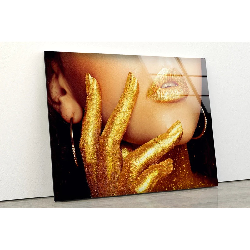 Girl with Gold Makeup UV Direct Aluminum Print Australian Made Quality