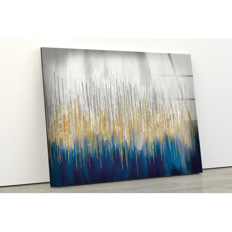 Gold Blue Abstract UV Direct Aluminum Print Australian Made Quality