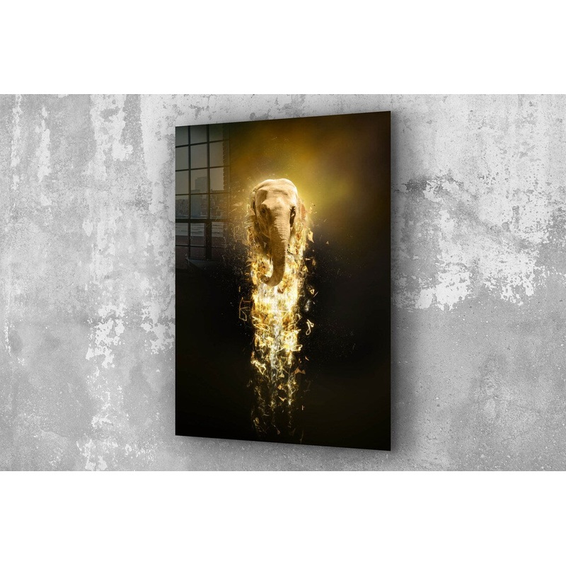 Gold Elephant Abstract UV Direct Aluminum Print Australian Made Quality