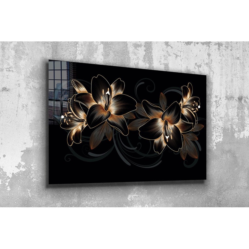 Golden Flower Abstract UV Direct Aluminum Print Australian Made Quality