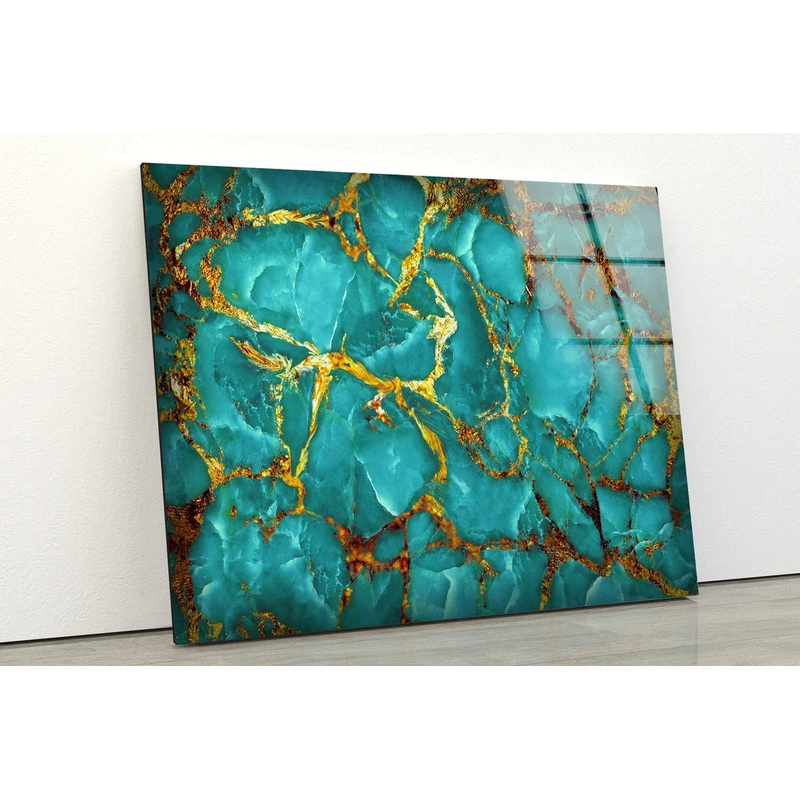 Green Gold Abstract UV Direct Aluminum Print Australian Made Quality