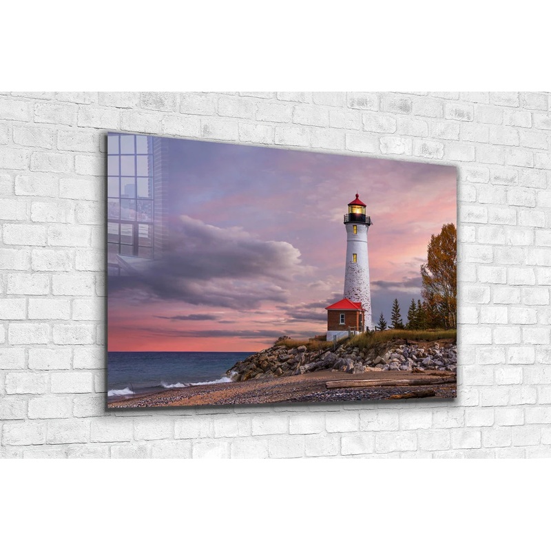 Lighthouse Pink Sunset UV Direct Aluminum Print Australian Made Quality