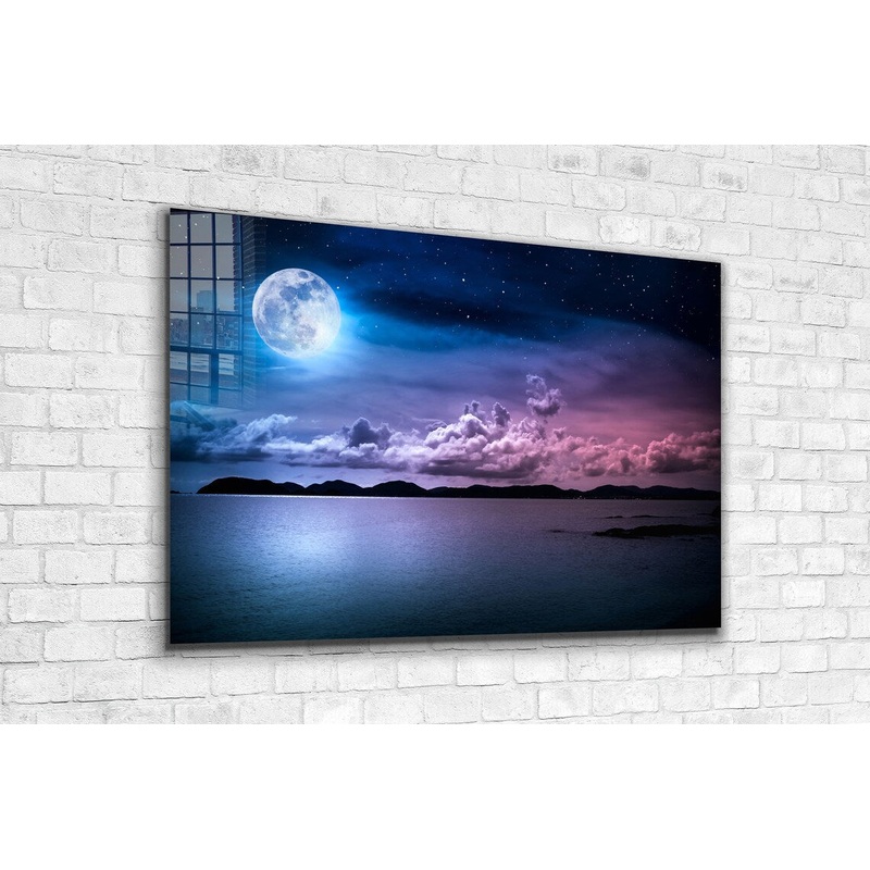 Moon & Clouds Sky Night UV Direct Aluminum Print Australian Made Quality