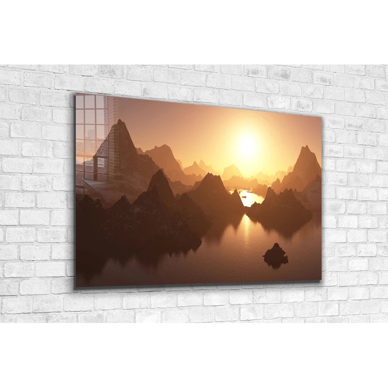Mountain Lake Sunset UV Direct Aluminum Print Australian Made Quality