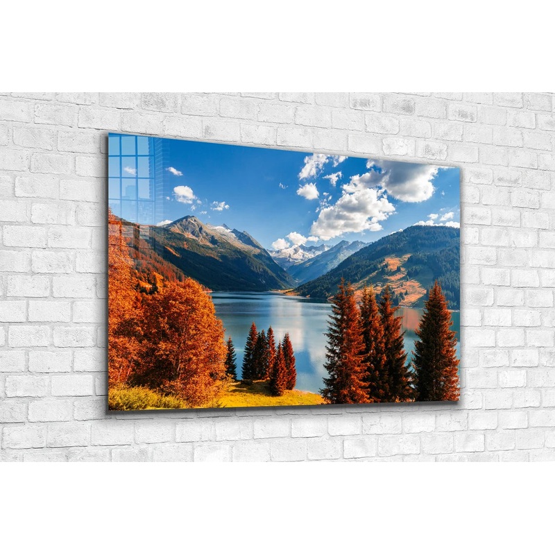 Mountains Lake Blue Sky UV Direct Aluminum Print Australian Made Quality