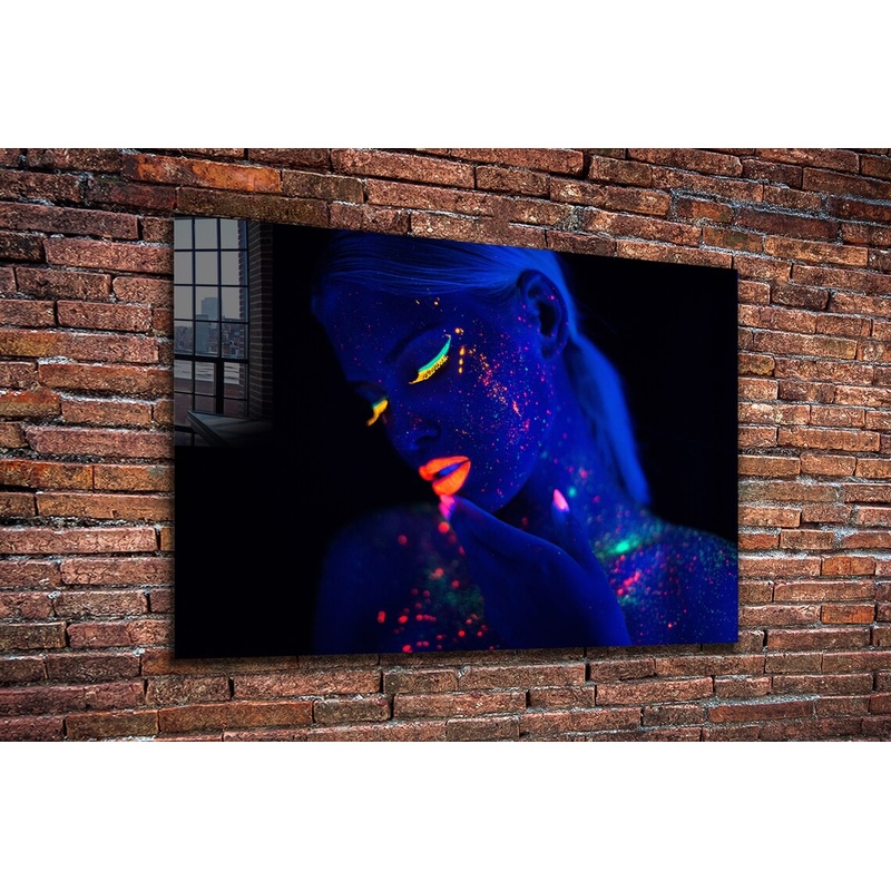 Neon Woman Abstract UV Direct Aluminum Print Australian Made Quality