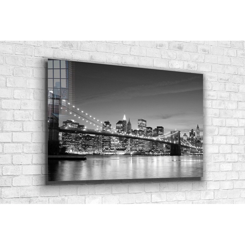 Night Bridge B&W View UV Direct Aluminum Print Australian Made Quality