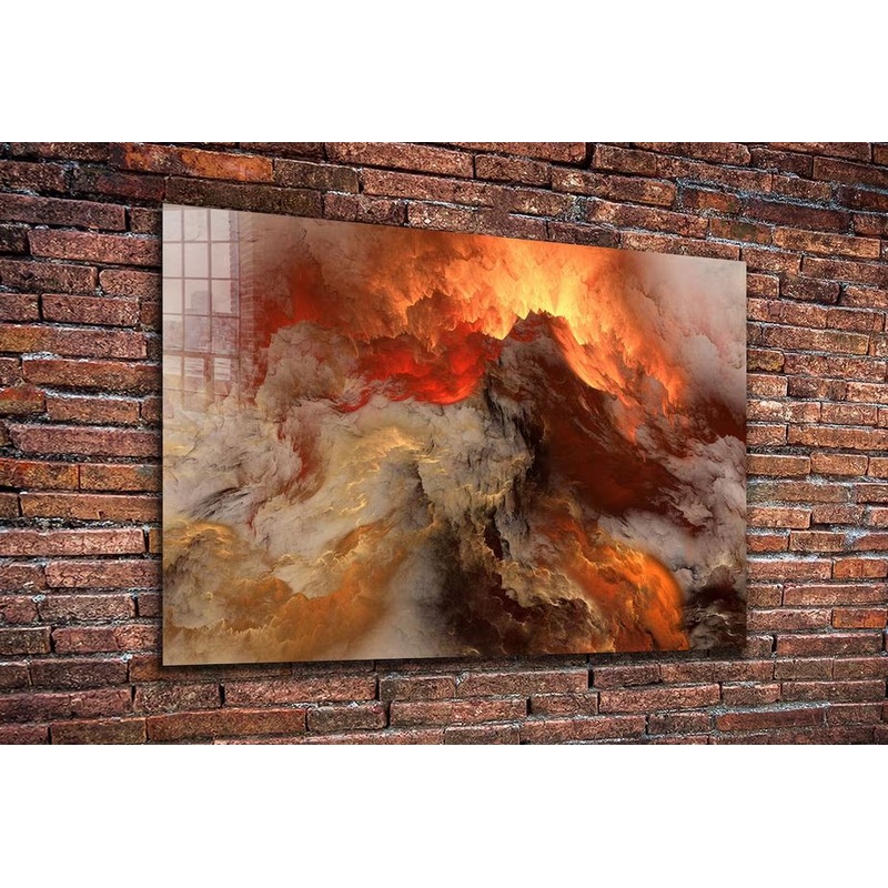 Orange Abstract Clouds UV Direct Aluminum Print Australian Made Quality