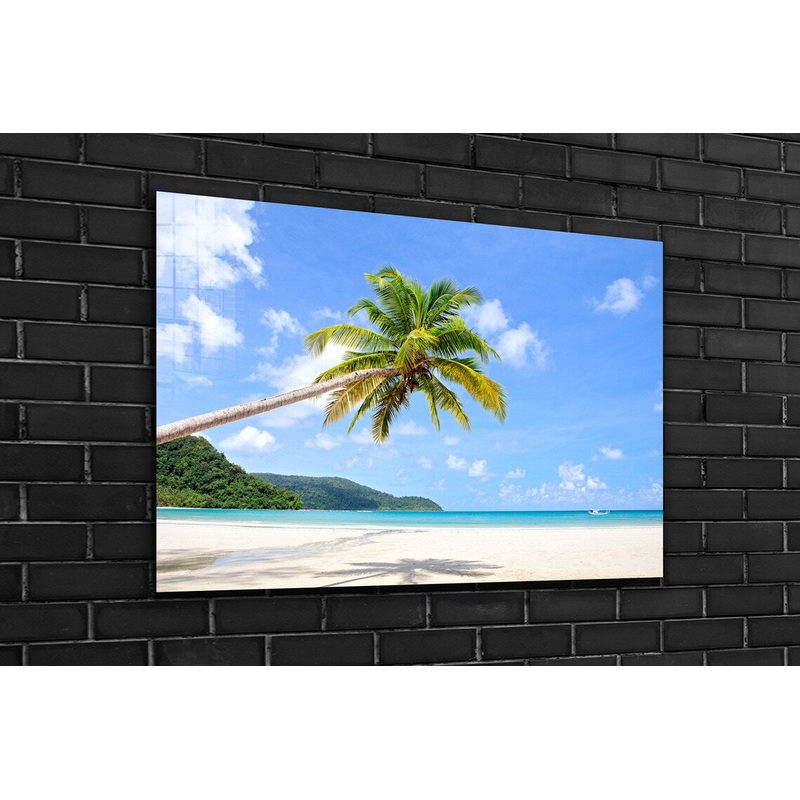 Palm Tree near Beach UV Direct Aluminum Print Australian Made Quality