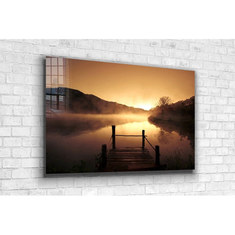 Pier on Lake Sunrise UV Direct Aluminum Print Australian Made Quality