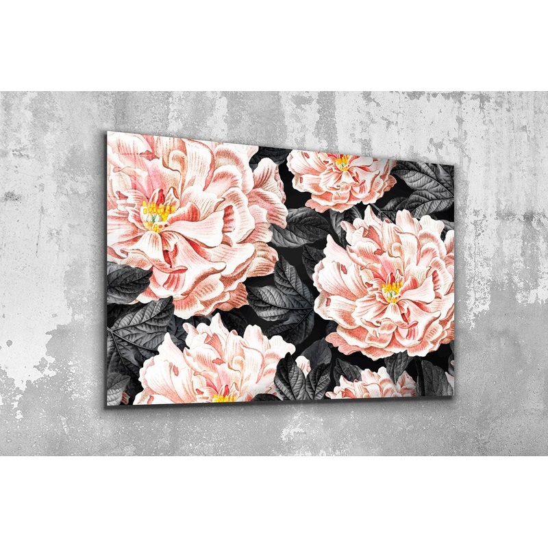 Pink Flowers Leaves Art UV Direct Aluminum Print Australian Made Quality