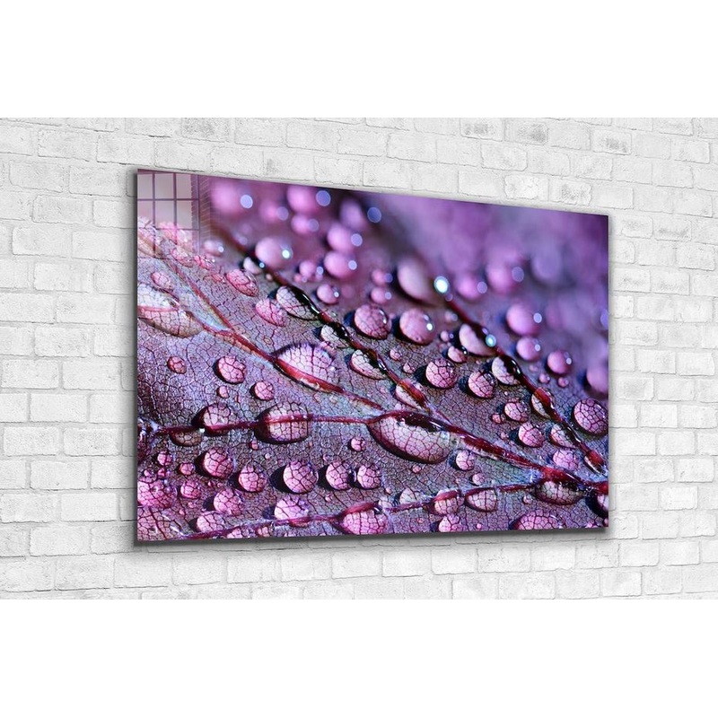Purple Leaf on Droplet UV Direct Aluminum Print Australian Made Quality