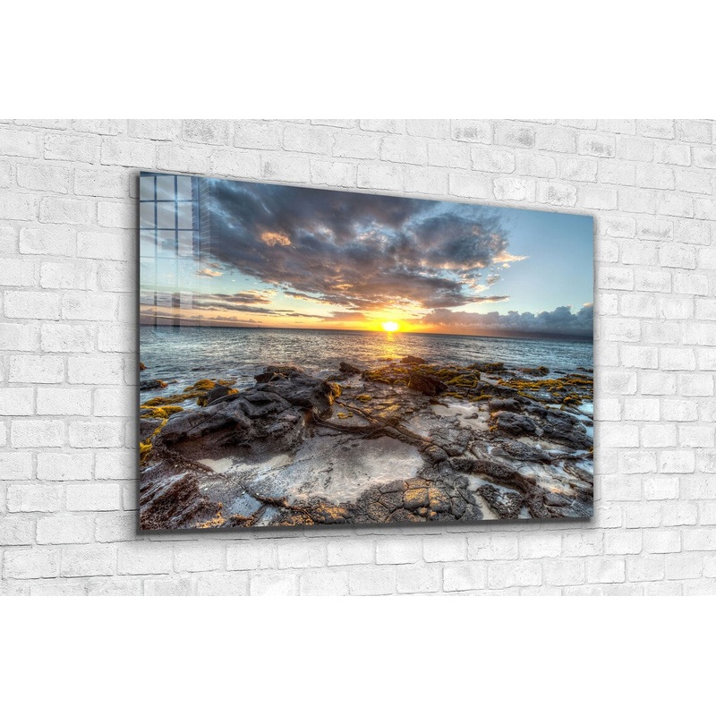Rocks near Sea Sunset UV Direct Aluminum Print Australian Made Quality