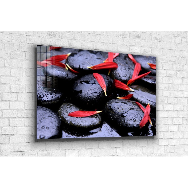 Stone And Flower Petals UV Direct Aluminum Print Australian Made Quality