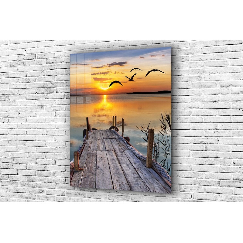 Sunset Dock & Lake View UV Direct Aluminum Print Australian Made Quality