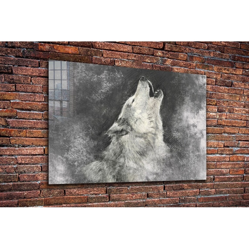 Wolf Howling Painting UV Direct Aluminum Print Australian Made Quality