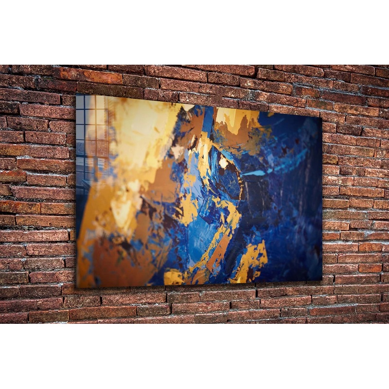 Yellow Blue Abstract UV Direct Aluminum Print Australian Made Quality