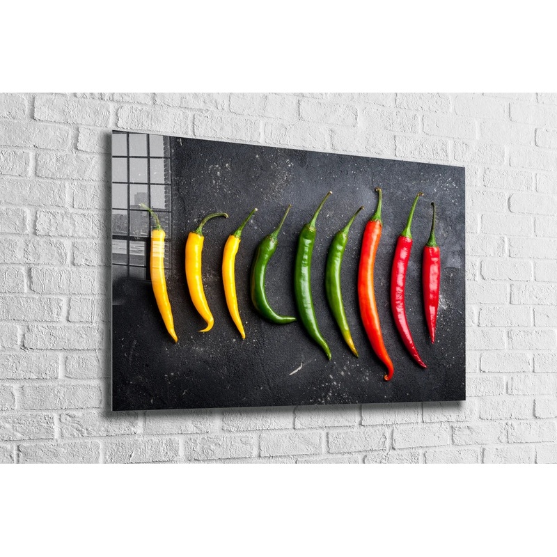 Yellow Green Red Pepper UV Direct Aluminum Print Australian Made Quality