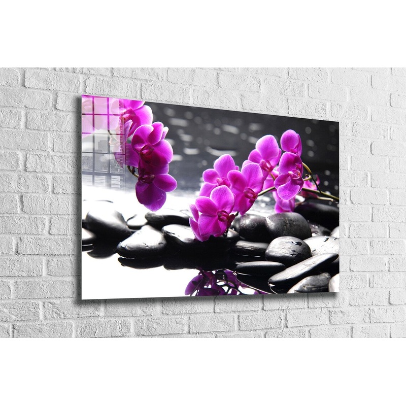 Zen Stones Pink Flowers UV Direct Aluminum Print Australian Made Quality