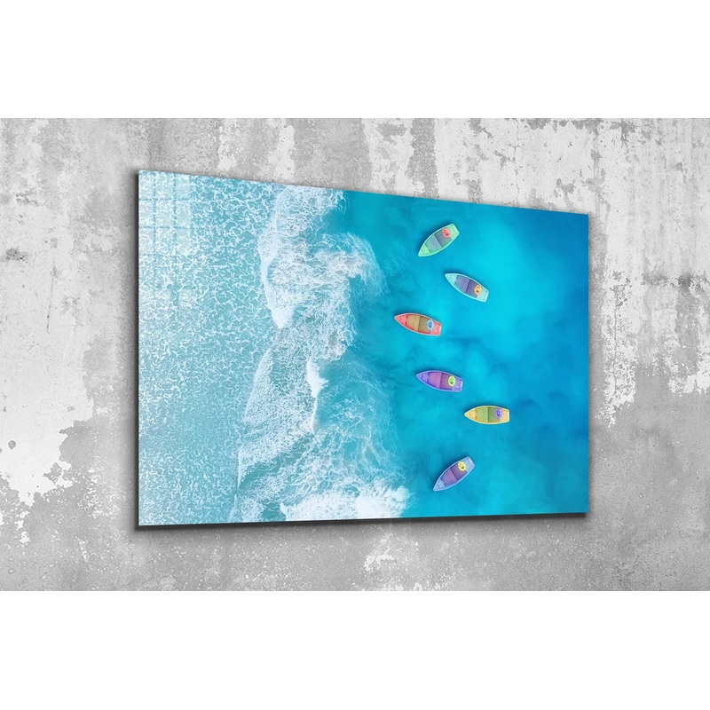 Aerial Beach & Boats UV Direct Aluminum Print Australian Made Quality