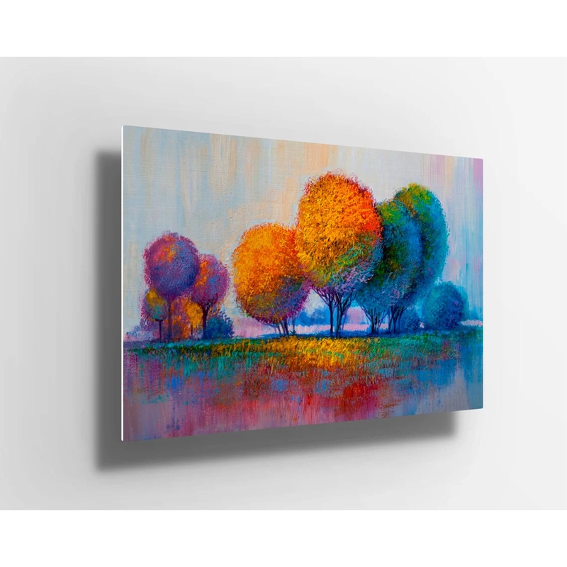 Autumn Forest orange yellow red trees oil painting UV Direct Aluminum Print Australian Made Quality