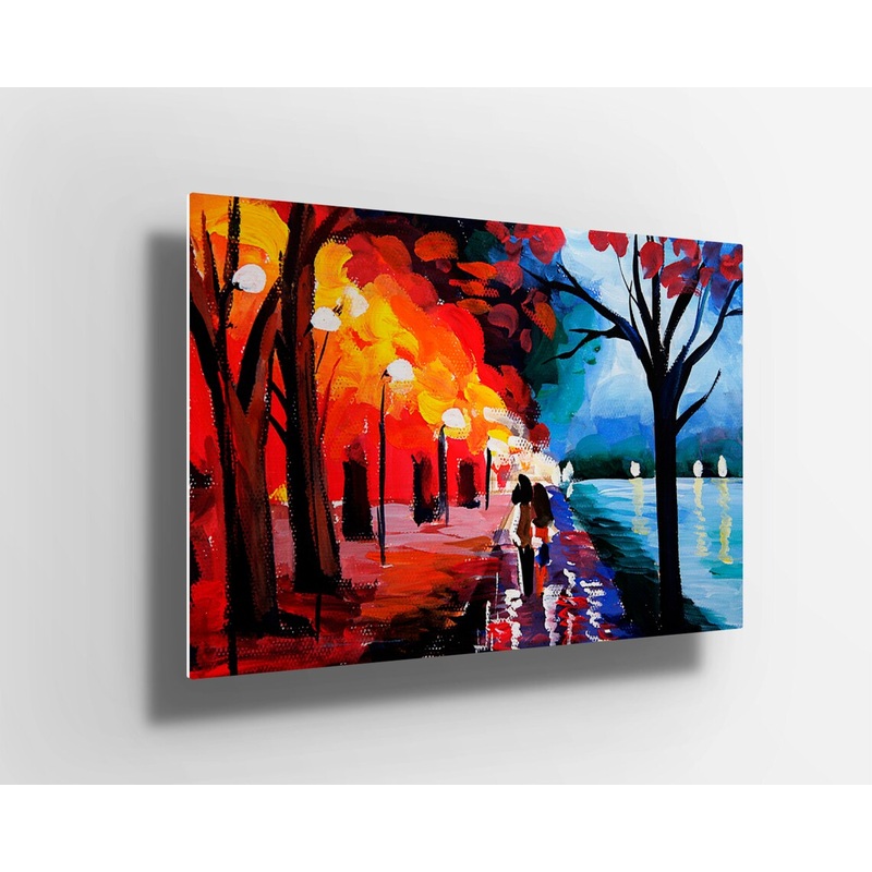 Autumn orange red yellow trees forest Scene UV Direct Aluminum Print Australian Made Quality