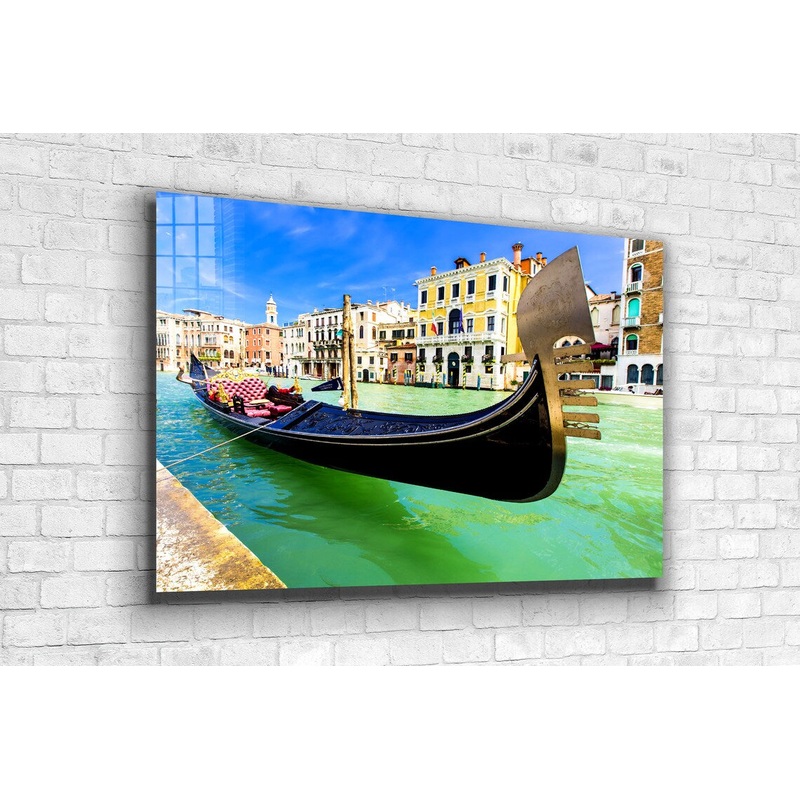 Boat on Canal Italy UV Direct Aluminum Print Australian Made Quality